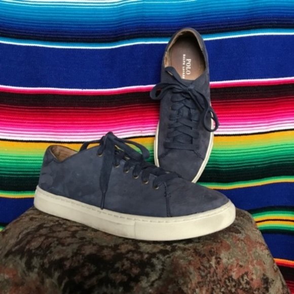 Polo Ralph Lauren Leather Blue Jermain Sneakers - Picture 2 of 8